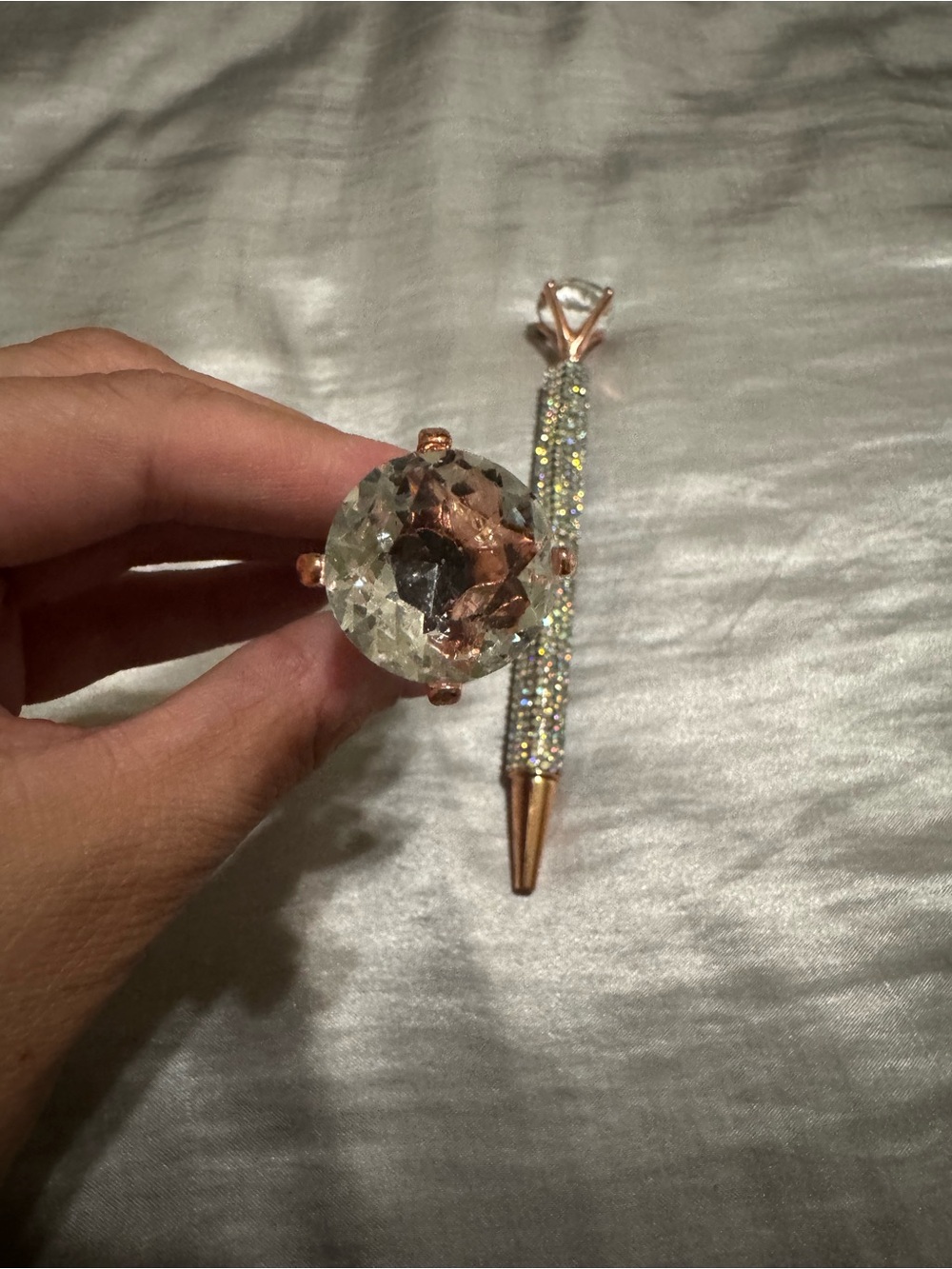 Rose-Gold Crystal Statement Pen – Pavé Crystal Detail - Picture 3 of 4
